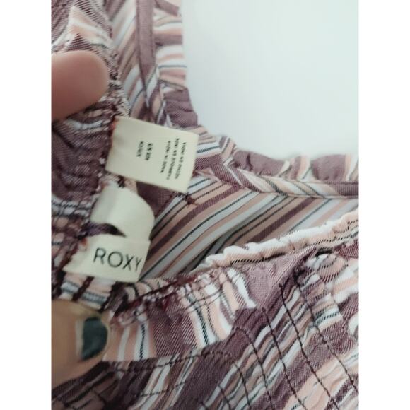 NEW Roxy Wine Stripe Button-Front Breeze on By Sleeveless Dress - Small - Picture 8 of 8